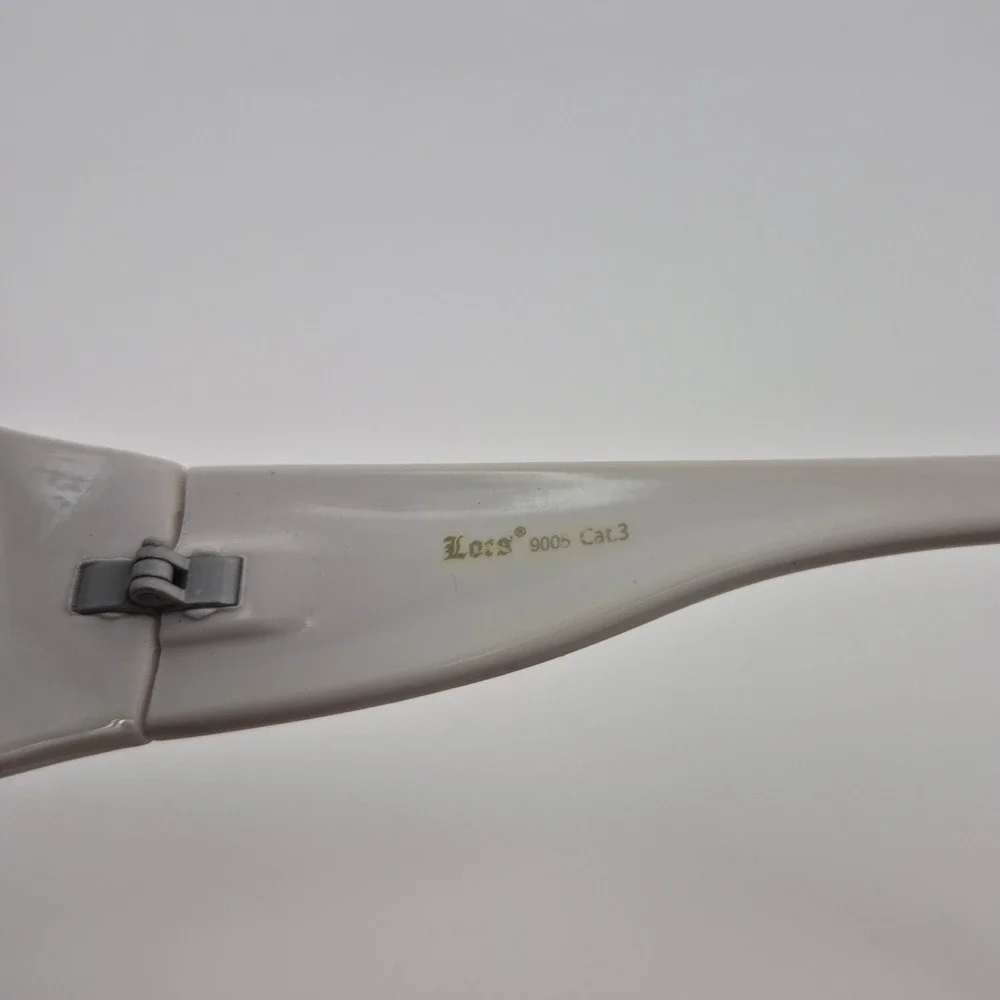 Locs 9005 White Wrap Sunglasses Dark Lens Old English Logo Men's Shades